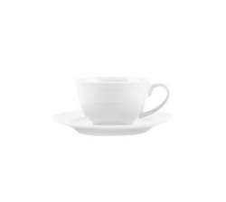 - Embossed Lines Whisper White Cup & Saucer - Set Of 4