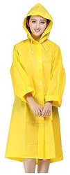 Transparent Mengsha's Fashionable Eva Vinyl Women's Waterproof Raincoat Runway Style With Hood Medium Yellow
