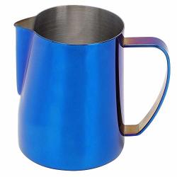 Zerone Coffee Pitcher 600ML Stainless Steel Titanize Coffee Pitcher Milk Frothing Cup Jug For Latte Art Blue