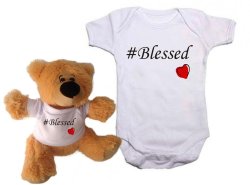 Qtees Africa Blessed Unisex Baby Grow & Teddy Bear Combo