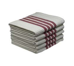 's Kitchen Towel - Design 2176 - 048X070CMS - 05 PC Pack - Stripes - Racing Red