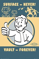 Fallout 4 - Gaming Poster Print Vault-tec Vault Boy - Surface - Never Vault - Forever Size: 24" X 36" Clear Poster Hanger By Poster Stop Online