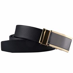 Leather Squaregarden Belts For Men Ratchet Dress Belt With Automatic Sliding Buckle