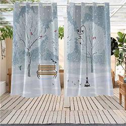 Rod Outdoor Curtain Outdoor Windproof Curtains Christmas Decoration Farm House Decor Snow Falling Patio Waterproof 52W X 95L