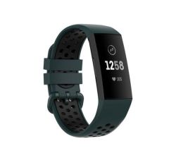 Fitbit Charge 3 4 Breathable Silicone Strap- Green & Black