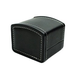 Yodaliy Watch Storage Case 1PCS Single Slot Pu Leather Watch Display Box Pack Box Organizer Gift Jewelry Storage Box With Cushion 10 X 9 X 8CM Black