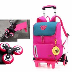 Cool Student Backpack| Kids Trolley Schoolbag Luggage Book Bags Boys Girls Backpack Latest Removable Children School Bags 2 6 Wheels Stairs DD420506PI