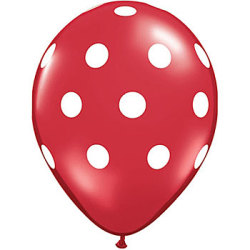 Red Polka Dot Balloons- 10 Balloons Per Pack