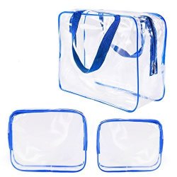 3PCS Clear Pvc Travel Toiletry Bag Set Zipper Cosmetic Make Up Case Waterproof Diaper Bag For Baby Extra Wet And Dry Cloth Transparent Pouch