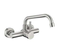 Single Lever Wall Mounted Sink Mixer With Bended Swivel Spout S steel