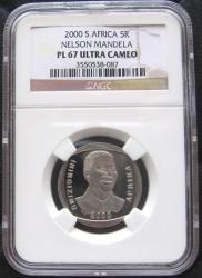 Pl 67 Nelson Mandela Ngc Graded Proof Like 67 Year 2000 R5 Coin - Worldwide Courier Shipping