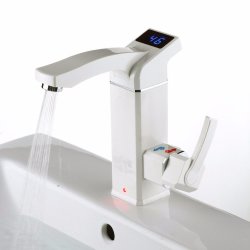 White Electric Instant Lcd Intelligent Digital Water Heater Faucet Tap