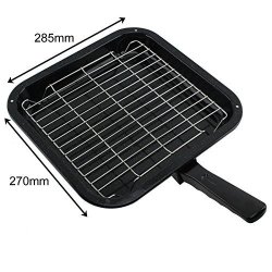 SPARES2GO Small Square Grill Pan Rack & Detachable Handle For Tricity Bendix Oven Cookers
