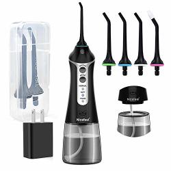 Cordless Water Flosser Teeth Cleaner Nicefeel 300ML Cleanable Water Tank Water Jet Pik Rechargeable 3 Modes Oral Irrigator With Tip Case For Oral Care