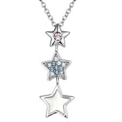 Stars Pendant With Rhodium Plated Necklace Embellished With Swarovski Crystals - Default