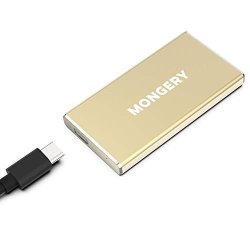 Mongery External SSD USB 3.1 550MB S High-speed Read Write Portable SSD External Hard Drive USB C Mobile Solid State Drive 250 G Gold