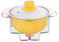 Round Stoneware Food Warmer Set- Yellow