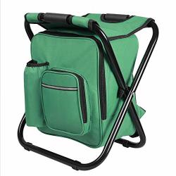 Mb-thistar Folding Stool Insulated Cooler Bag Backpack Chair Beach Fishing Camping Hiking Green