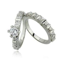 Set Plated Gorgeous Wedding & Engagement Ring Free Ring Box Sizes 6 7 Or 8