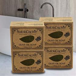 100% Natural Olive Soap 4 Piece Pack Handmade Cold Pressed Unprocessed Body Bath Kitchen Laundry Multi-purpose Cleansing Bar Safe Hypoallergenic Washing Agent For Family