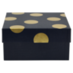 Navy & Gold Polka Dot Medium Foil Gift Box
