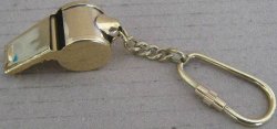 Whistle Solid Brass Key Chain NB7