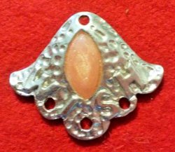 7 X Silver Pendants With Peach Stone