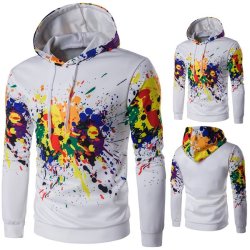 Fashion Printing Ink Mens Hoodies Casual Sport Unisex Front Pocket Pullover Swe