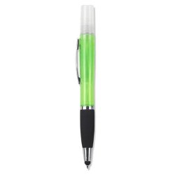 Geeko 3 In 1 Sanitizer Spray Stylus And Blue Ink Pen- 3 Functions-refillable Sanitizer Container With Spray Nozzle Green