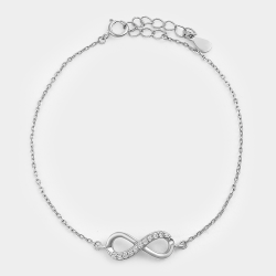 Sterling Silver Cubic Zirconia Kid&apos S Infinity Bracelet