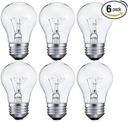 6 Pack 15-WATT Decorative A15 Incandescent Light Bulb Medium E26 Standard Household Base Crystal Clear