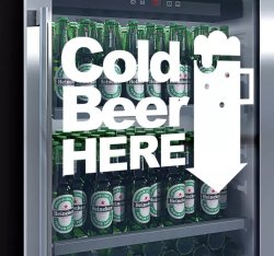 Cold Beer Here Fridge Decal