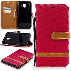 Aiceda Samsung Galaxy J4 2018 Eurasian Version Flip Cover Case Excellent Card Slot Stand Feature Leather Wallet Case Vintage Book Style Magnetic Protective Cover