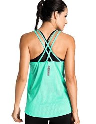 Meliwoo Women's Activewear Cool Mesh Workout Tank Tops With Cross Back Green XS