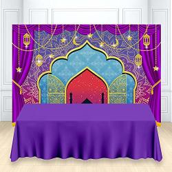 Huayi Nights Magic Genie Theme Backdrop Arabian Moroccan Birthday Party Decor Banner Gold Glitter Indian Bollywood Princess Baby Shower Photography Background Photobooth Studio Props