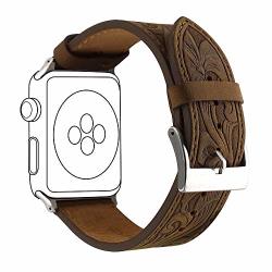 Nuoyou Replacement For Apple Iwatch Band 38MM Genuine Leather Relief Replacement Watch Band Crazyhorse 38MM