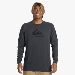 Quiksilver Men&apos S Grey Corp Logo Long Sleeve T-Shirt