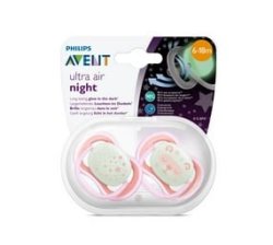 Philips Avent Soother 6-18M Nighttime Gid Girl Twin