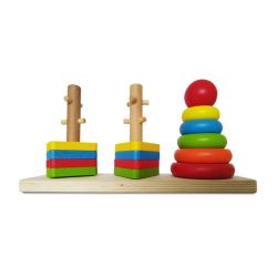 Educational Rainbow Wooden Column Tower Sorter Toy For Toddlers