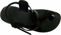 Holy Land Market Unisex Genuine Leather Biblical Sandals Jesus - Yashua Black Style I - 39 M Eu