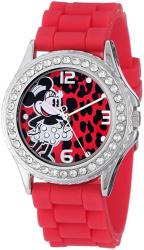 Disney Women's MN1055 Rhinestone Accent Minnie Mouse Red Rubber Strap Watch
