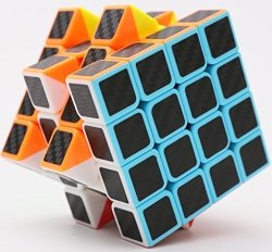 Cfmour Rubiks Cube Rubix Cube Speed Cube 4X4X4 Smooth Magic Carbon Fiber Sticker Rubix Speed Cubes Enhanced Version Black