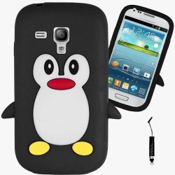 Aoa Cases Penguin Style Case Back Cover For Samsung Galaxy S3 MINI I8190 + MINI Stylus Black