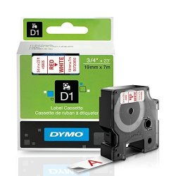 Dymo Standard D1 45805 Labeling Tape Red Print On White Tape 3 4" W X 23' L 1 Cartridge