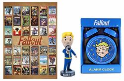 Retail S Solutions Fallout 76 Alarm Clock Poster Print On Mdf And Energy Weapon Booble Head 3 Piece Gift Bundle