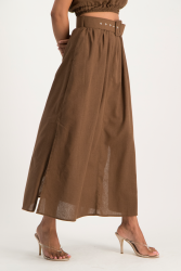 Palesa Linen Midi Skirt - Pinecone - XS