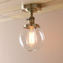 Pathson Industrial Semi Flush Mount Ceiling Light Vintage Style Pendant Lighting Glass Shade Hanging Light Fixtures For Laundry R2725 00
