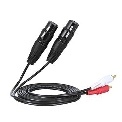 Ammoon 1.5M 5FT Stereo Audio Cable Cord Dual Xlr Female To Dual Rca Male Plug For Mixer Mixing Console Microphone Amplifier