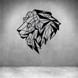 Geometric Lion Head - Matt Silver L 600 X H 600MM