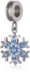Disney Girls' "frozen" Stainless Steel Crystal Snowflake Dangle Bead Charm